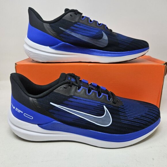 Nike AIR WINFLO 9🔥New Men's Black/Navy Blue Training Shoes DD6203-004 - Picture 1 of 6